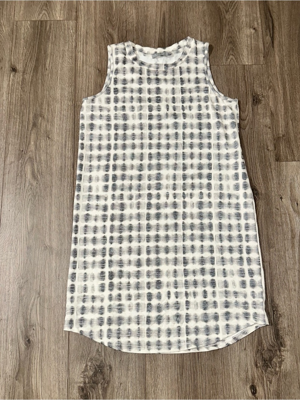 Sleeveless Mini Dress in White and Gray Grid NWOT - Picture 1 of 6